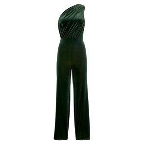 Express one shoulder velvet jumpsuit